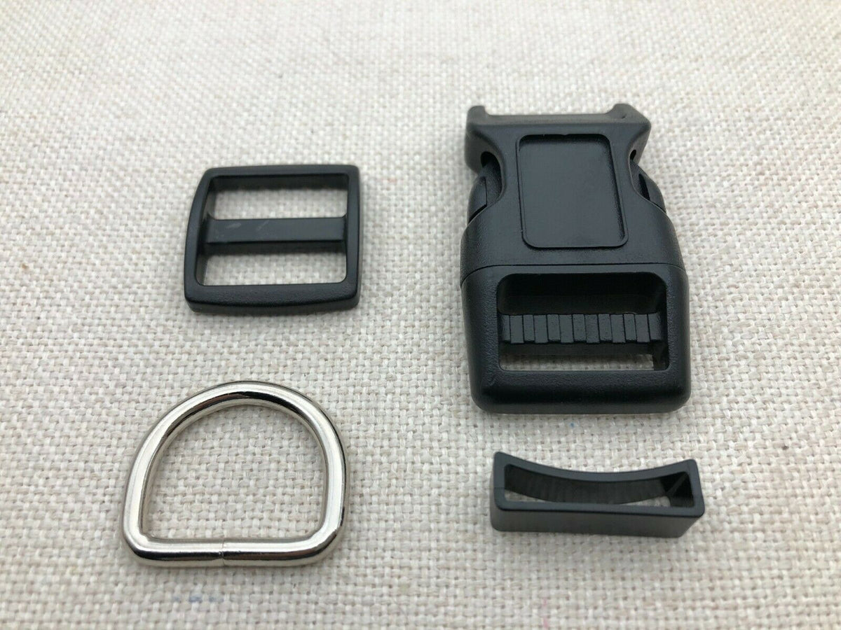 100 sets 1'' (25mm) Dog Collar Hardware Kits, Buckle+Slide+Dee+Keeper EmilyCraft