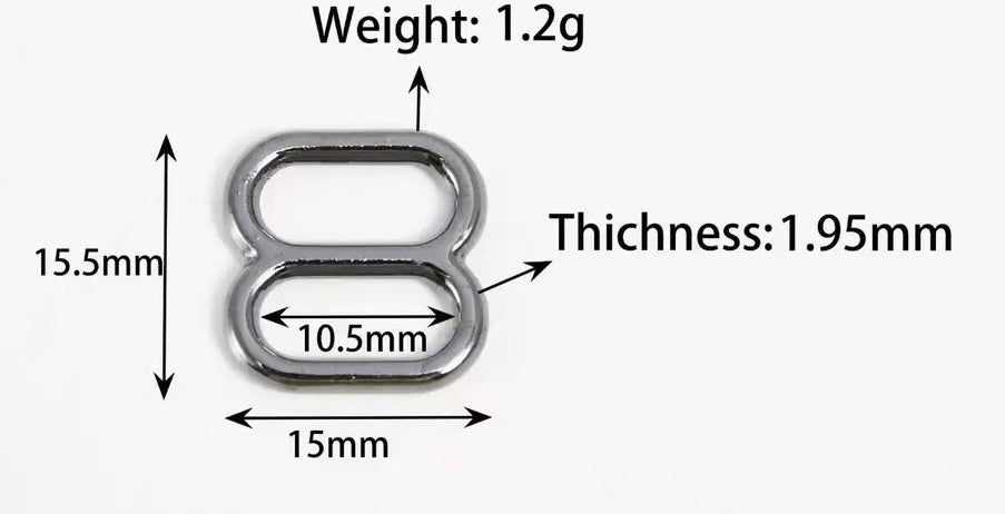 25/100x 3/8'' (10mm) Wide Mouth Metal Round Triglides Webbing Slides-Heavy duty