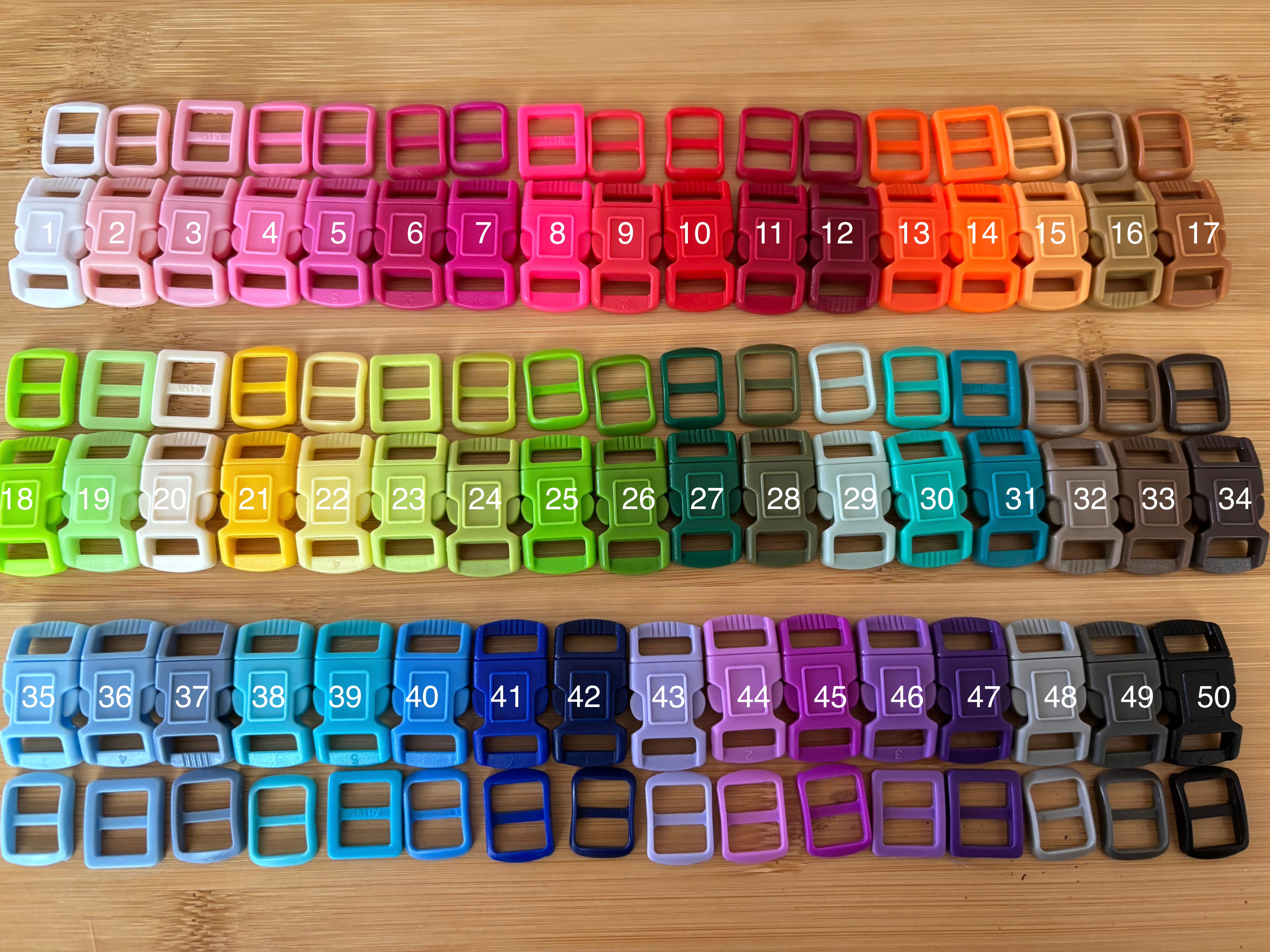 50x Contoured Cat Collar Safety Breakaway Plastic Buckle A & Triglides