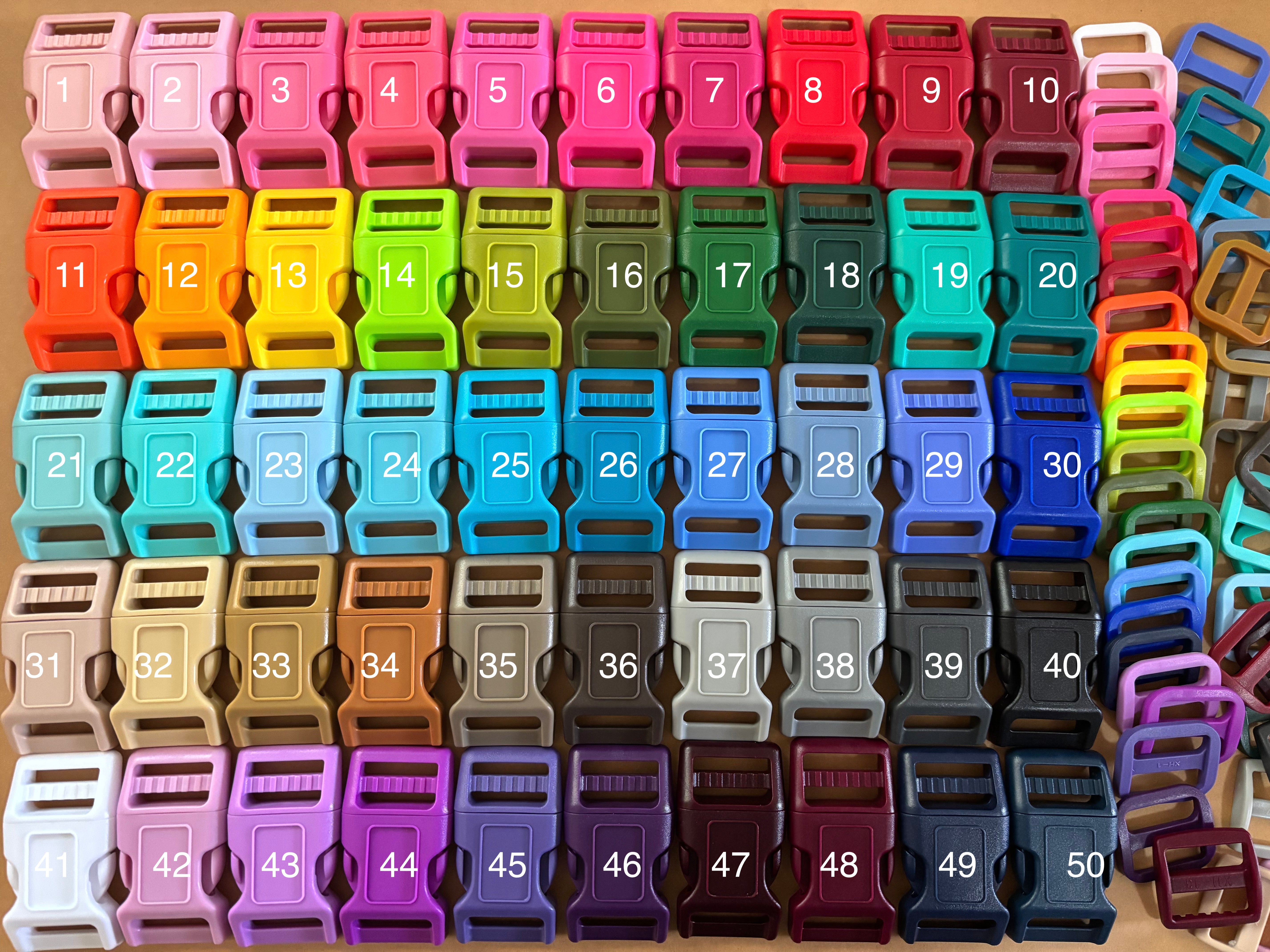 1'' (25mm) Dog Collar Color Buckle & Tri glides,  50+ Colors