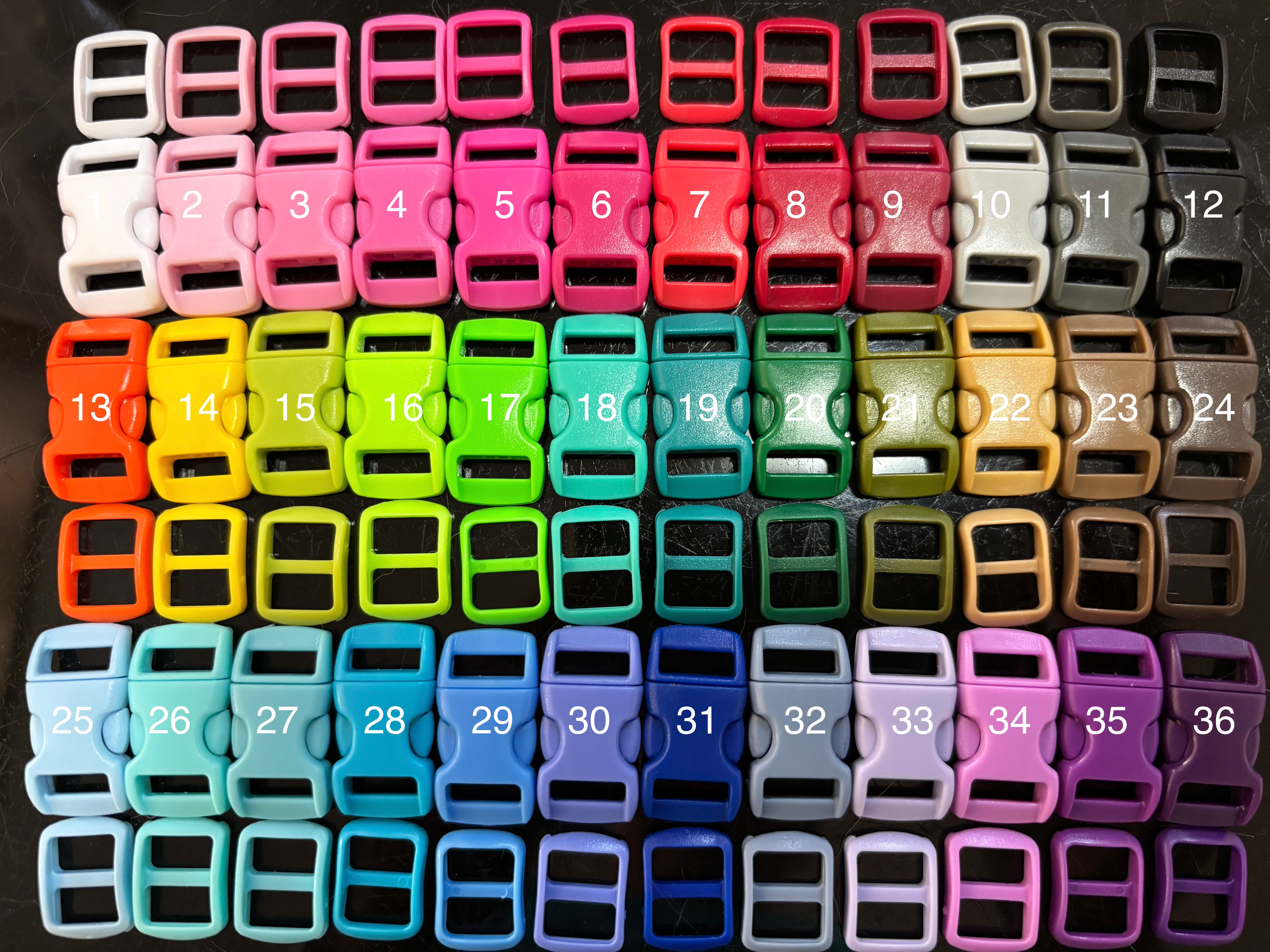 50x 3/8'' (10mm) Dog Collar Hardware Buckle & Triglides, 40+ Colors
