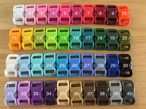 50x 3/8'' (10mm) Curved Plastic Buckles for Paracord Bracelet- 40 Colors