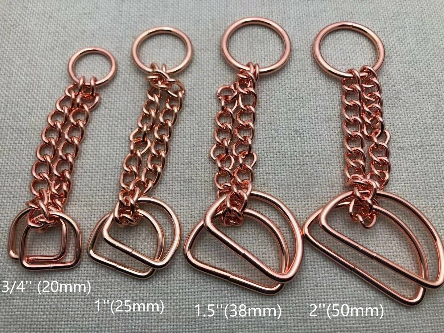 Martingale Collar hardware sets, weld chain & rings- Rose Gold, 4 Sizes