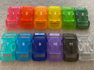 25/100x 3/8'' (10mm) Curved Plastic Buckles- Mixed Clear Colors