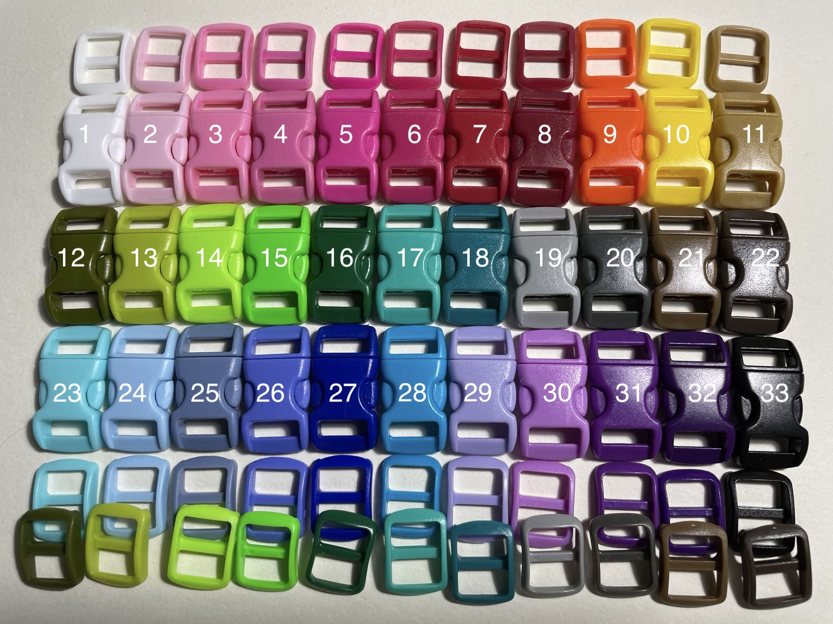 50x 3/8'' (10mm) Dog Collar Hardware Buckle & Triglides, 40+ Colors