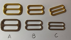 25x 1.5'' (38mm) Metal Round Triglides Webbing Sildes Silver/Gold, 3 Styles