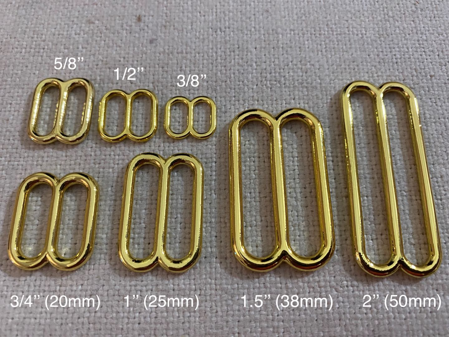 25x Metal Round Triglides Webbing Slides- Gold Color