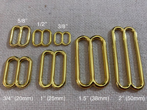 25x Metal Round Triglides Webbing Slides- Gold Color