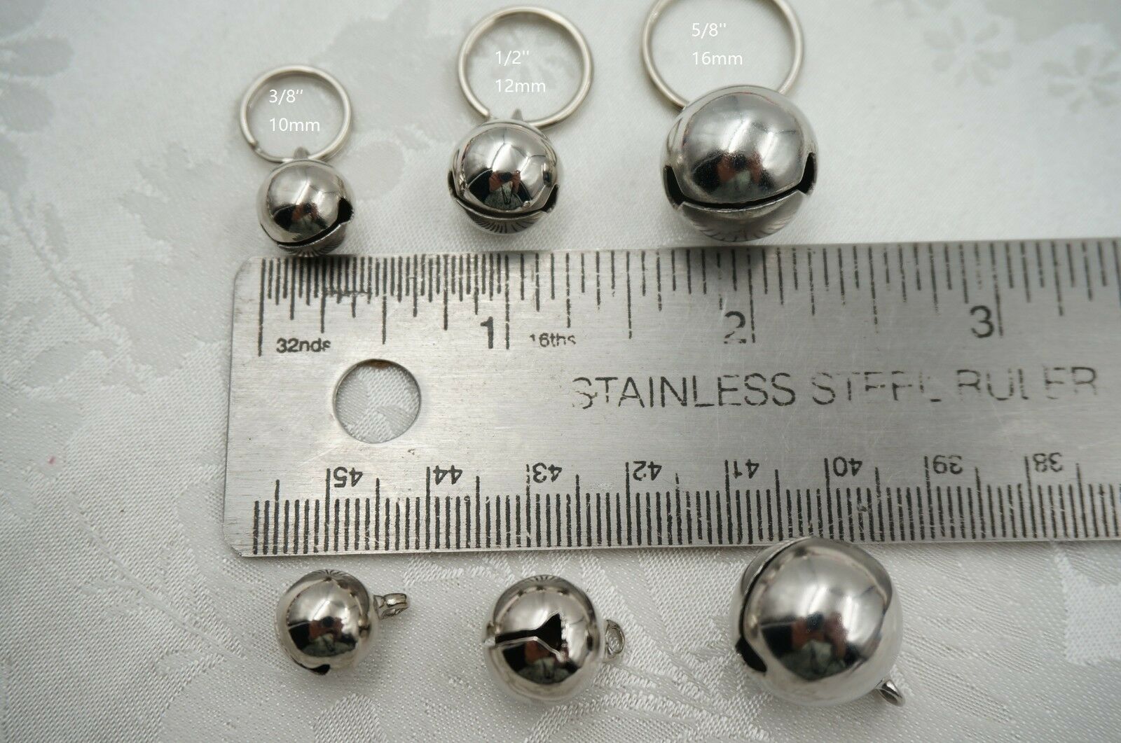 Silver Jingle Bells for Cat Collar- 10-12-14mm