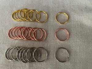 5/8''-1'' Key ring split Ring Silver, Gold, Rose gold