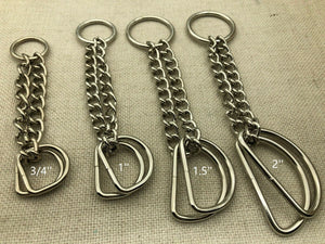 25x Martingale Collar hardware sets, weld chain & rings- Silver, 4 Sizes