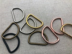 25 x 1.5'' (38mm) Wire Formed Welded Dee Ring, 5 Finished Colors
