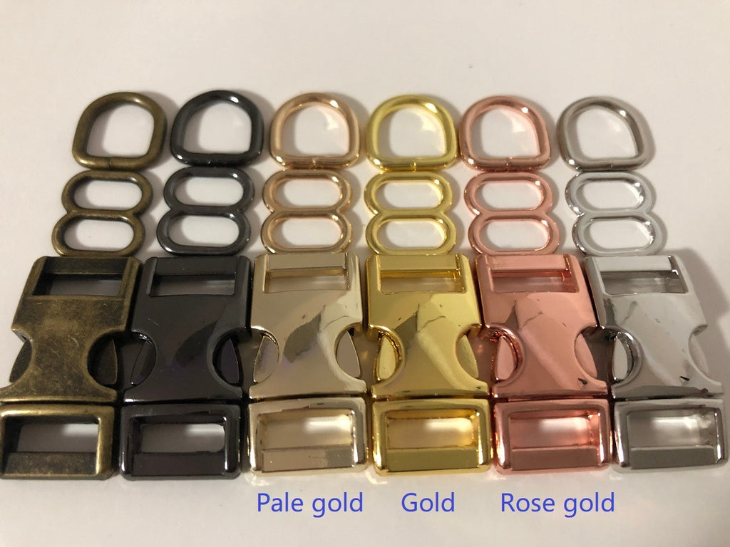25 Sets, 1'' (25mm) Dog Collar Hardware Kits-Metal buckle sets, Rose Gold  A-B