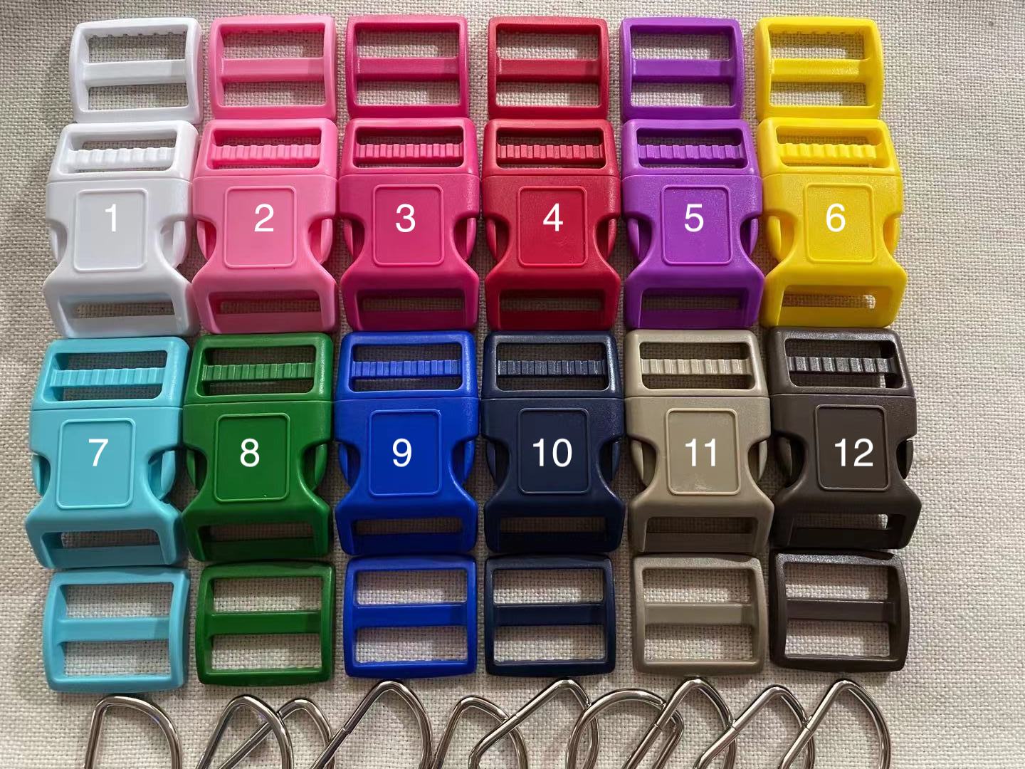 25 Sets, 1.5'' (38mm) Dog Collar Hardware Kits, Color buckle+slide+Dee