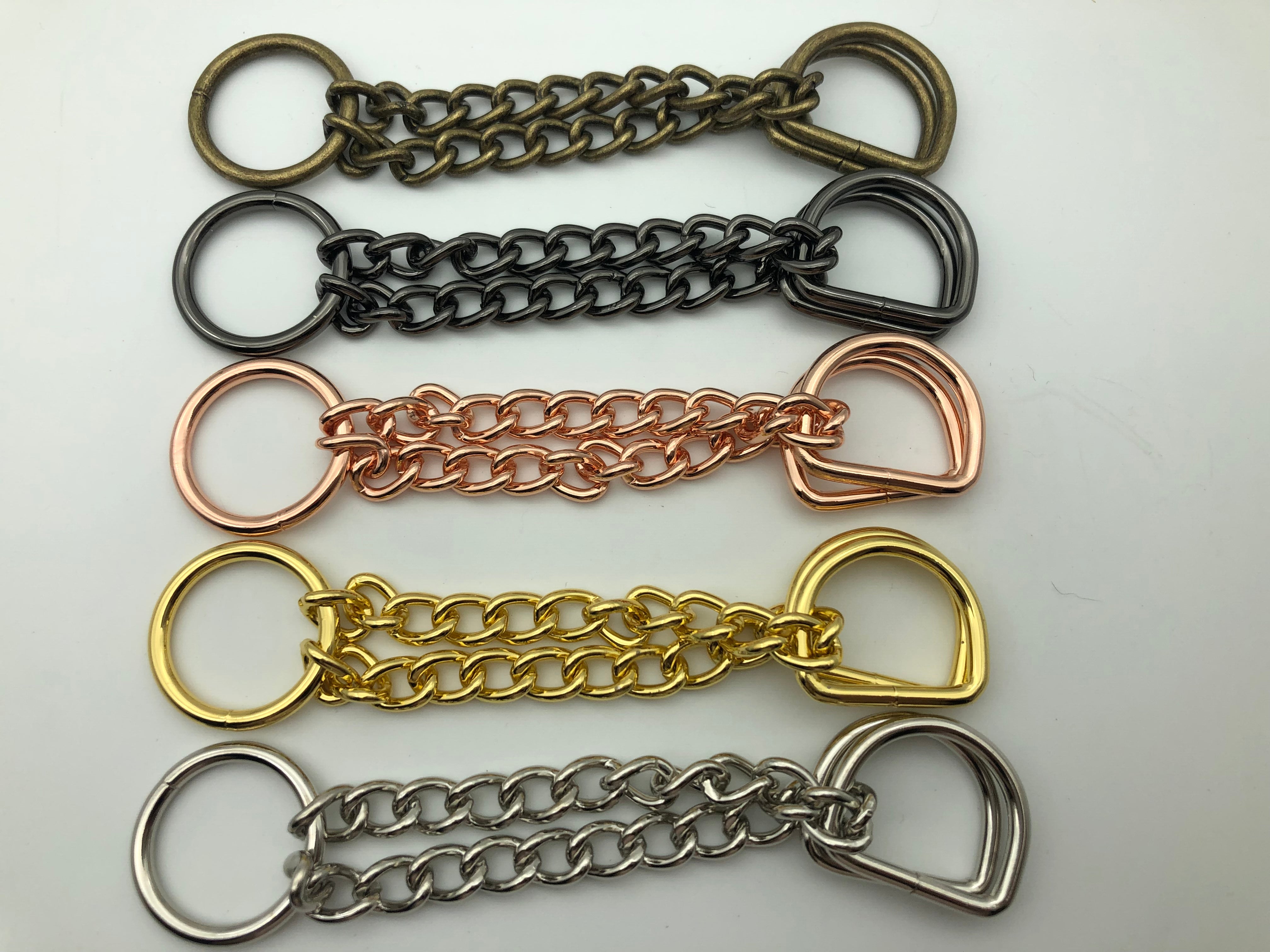 5 sets, Martingale Collar hardware sets, weld chain & rings-5 colors