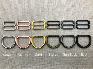 25 x 1'' (25mm) Metal Round Triglides, Welded Heavy D rings - 7 Colors