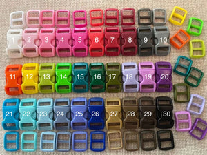 25/100 -3/8'' (10mm) Dog Collar Hardware Buckle+ Triglides, Mixed color C