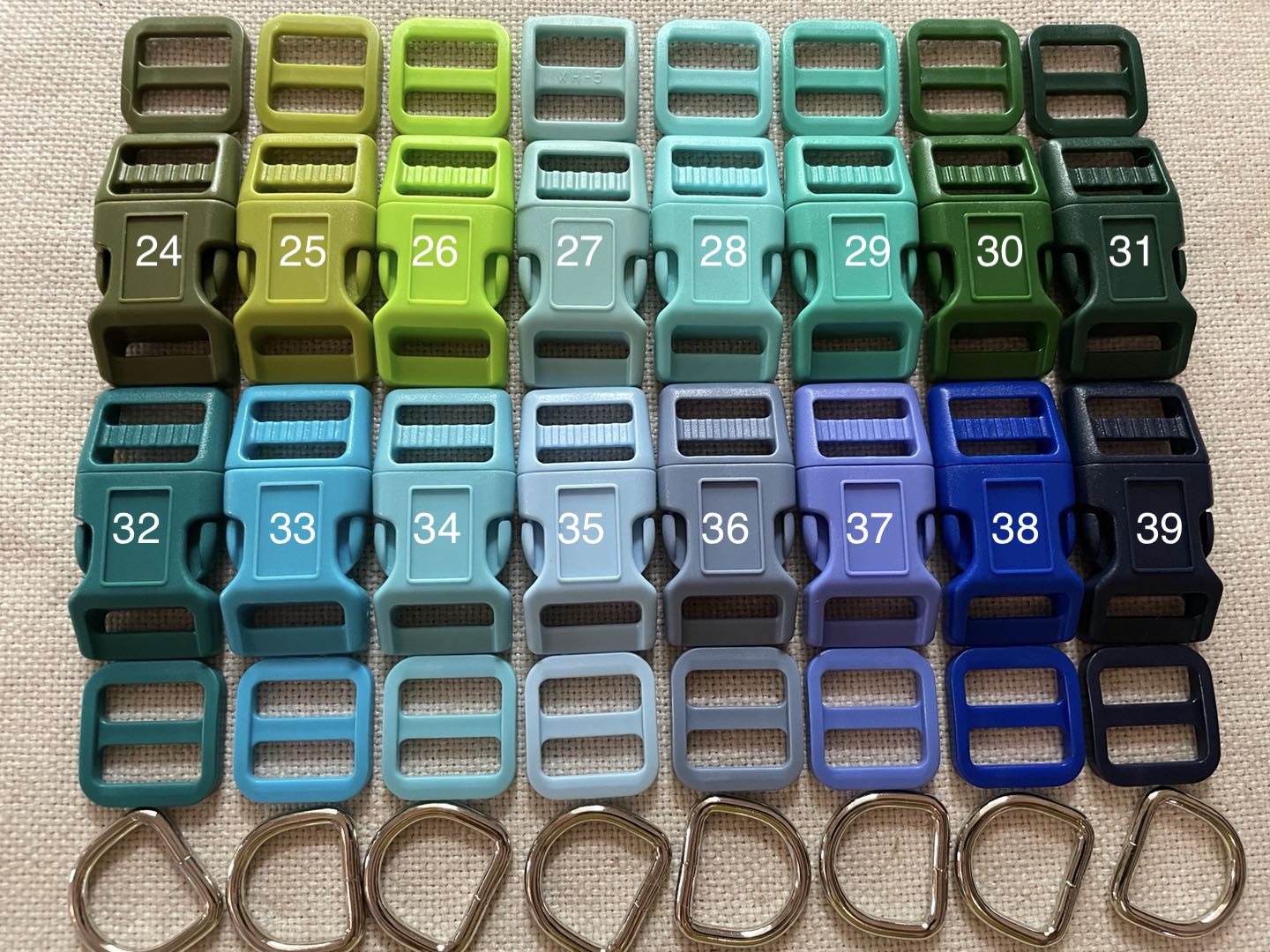 5 or 25 Sets, Dog Collar Hardware Kits, Mixed Color, 3 Sizes