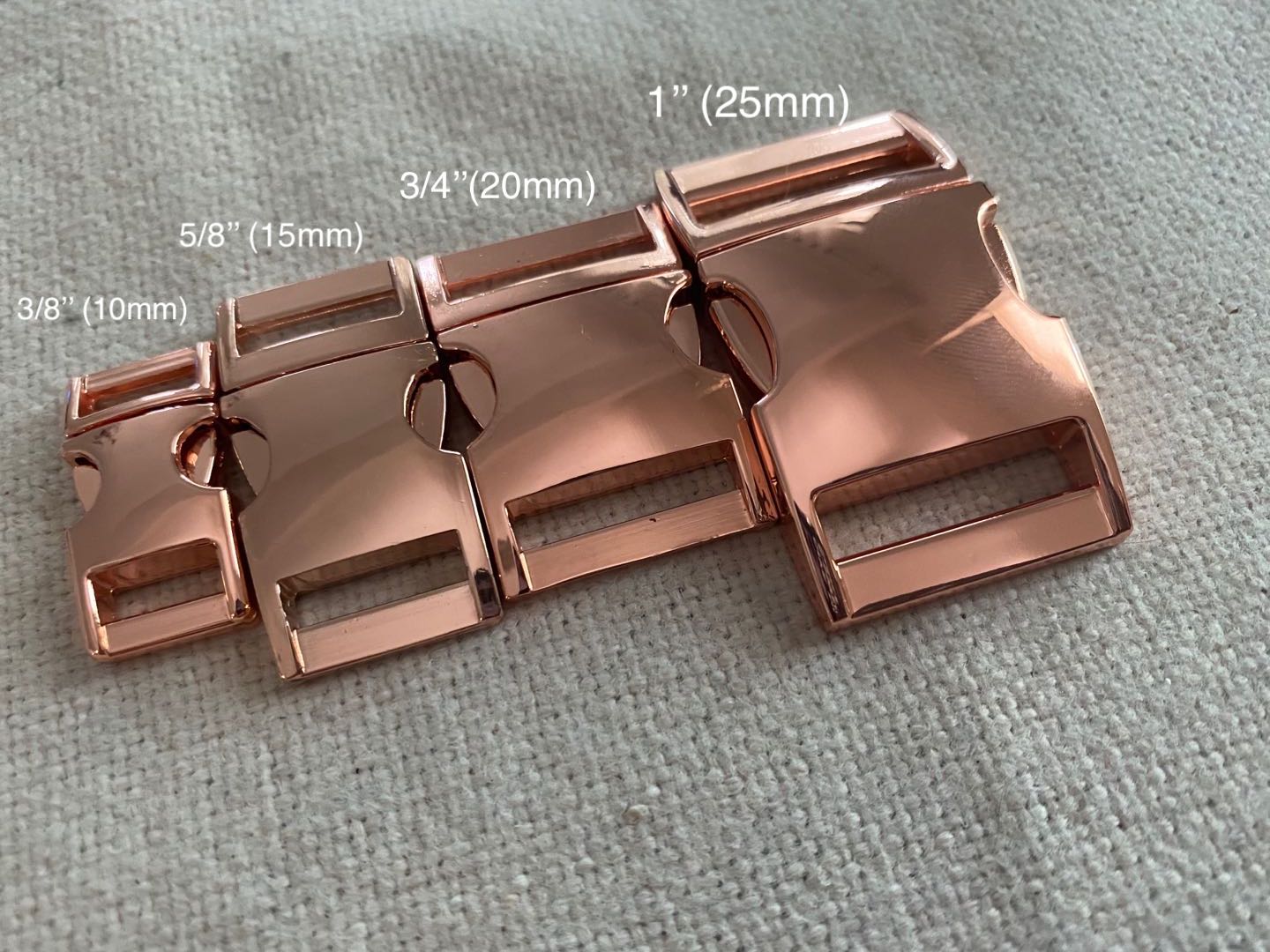 Rose Gold Metal Side Release Buckle B, 6 Sizes
