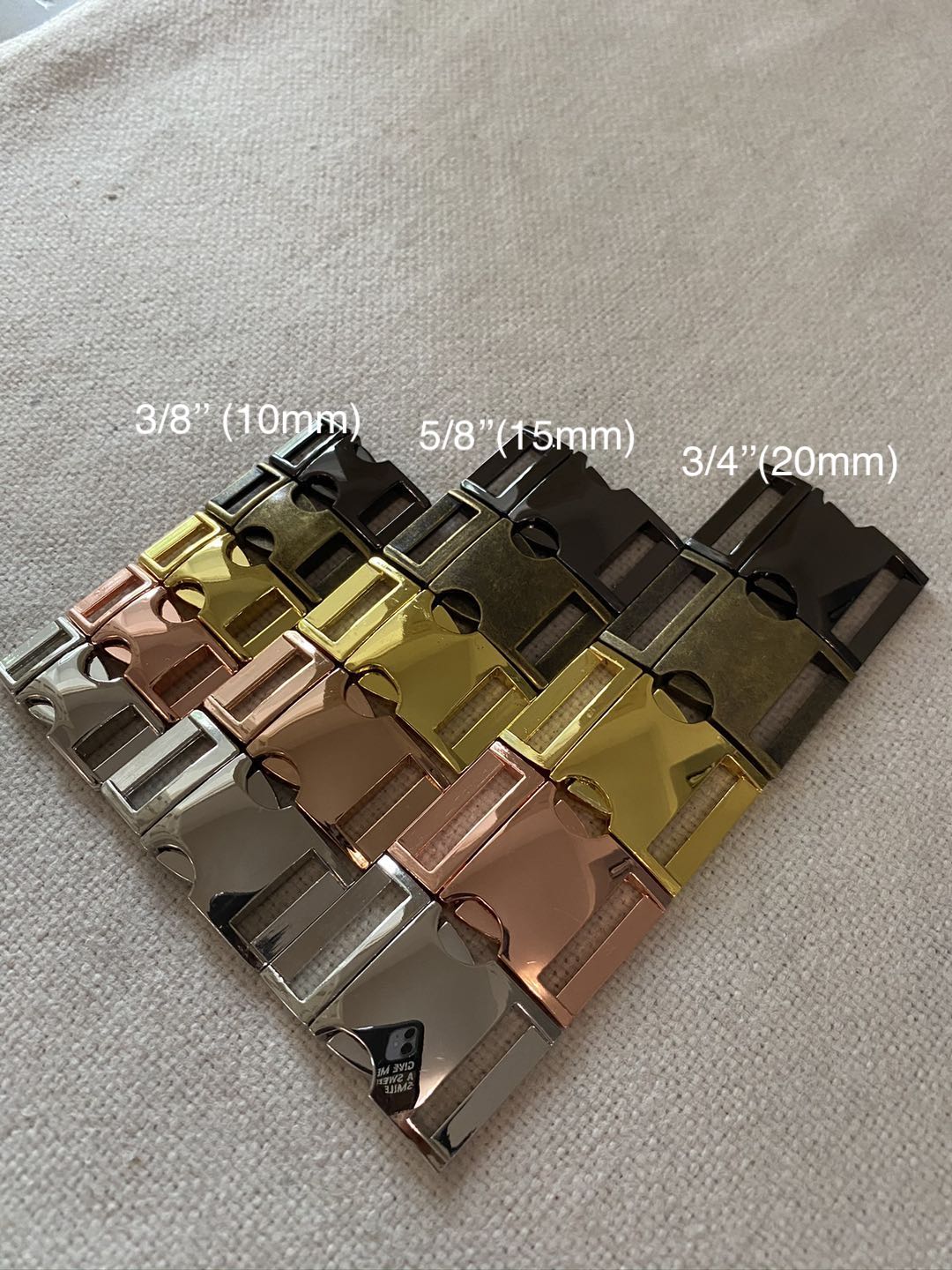 25- 3/8 Contoured Metal Side Release Buckle, 5 Colors B