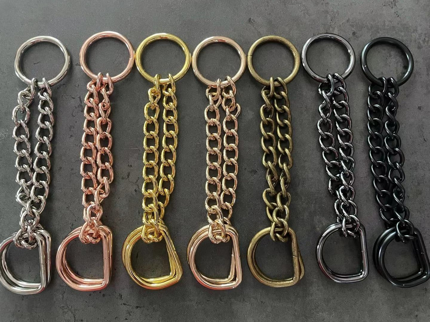 5 sets, Martingale Collar hardware sets, weld chain & rings-5 colors