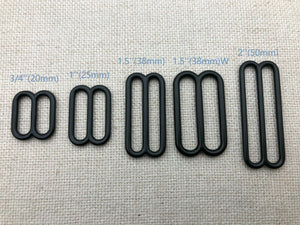 10-50  Metal Round Triglides Webbing Sildes- 7 Sizes, Black color