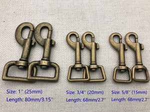 5-25 - Swivel Clips Snap Hook, Leash, Heavy duty, Bronze color, 3 Sizes