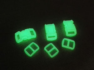 Cat Collar Hardware Kits, Breakaway Buckle+Triglides, Glow in Dark