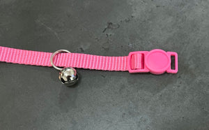 Bubblegum Pink Cat buckle and webbing with bells