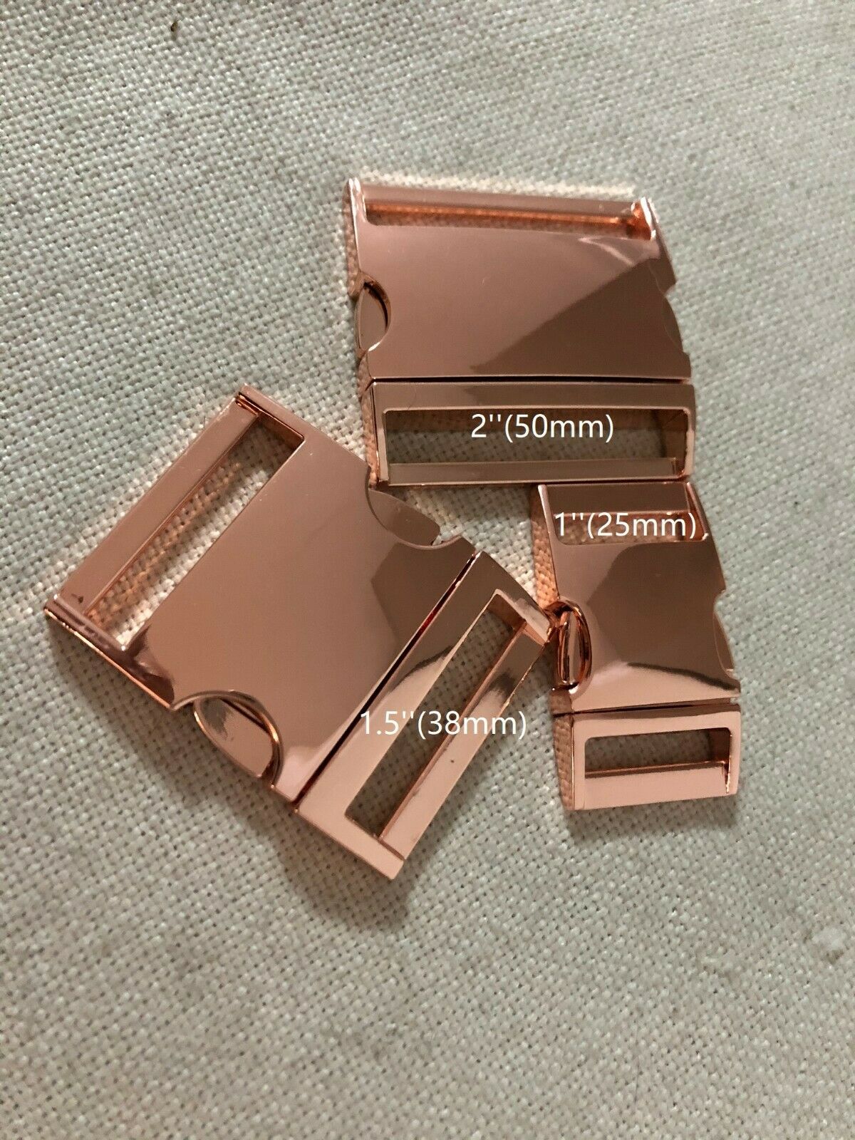 Rose Gold Metal Side Release Buckle B, 6 Sizes